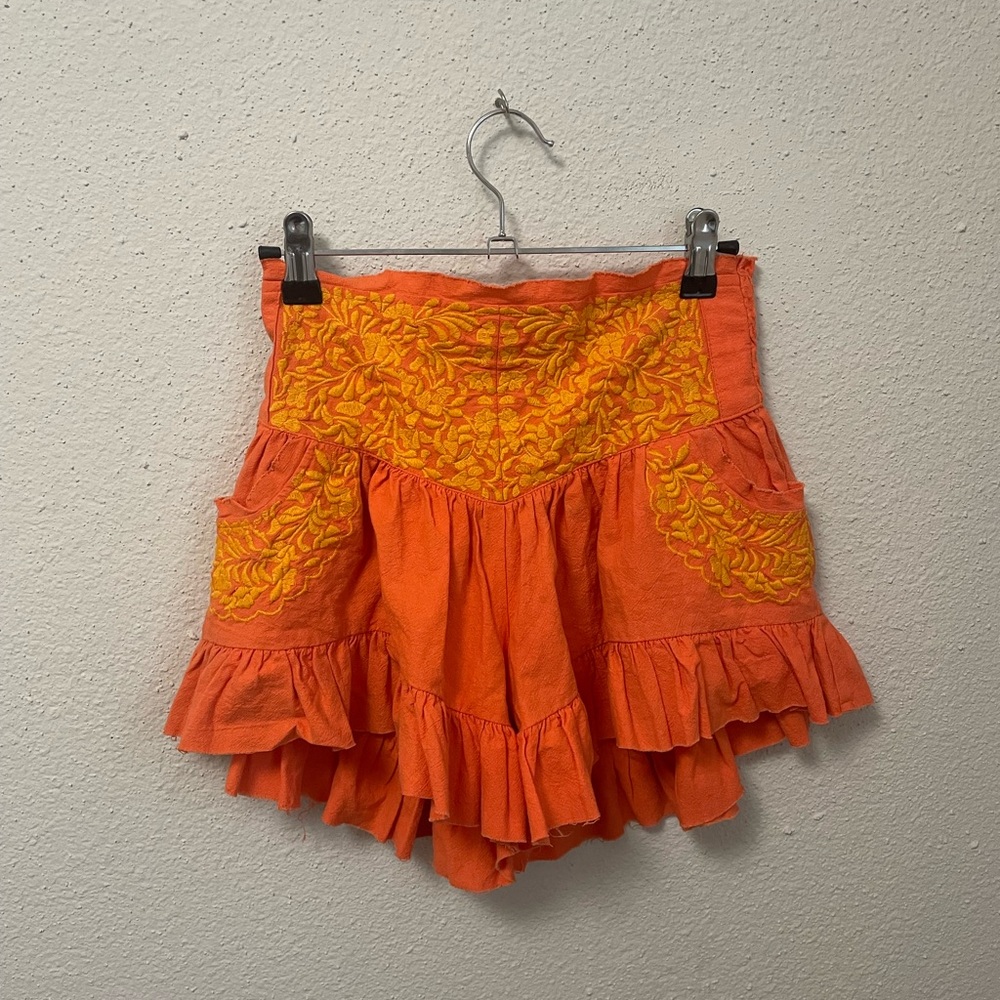 Free People Shorts With Yellow Floral Design